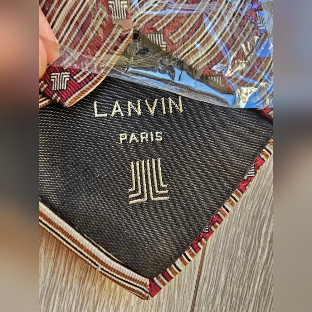 👔 New Vintage Signed Lining LANVIN Paris Luxury 100% Silk Tie by - Picture 3 of 5